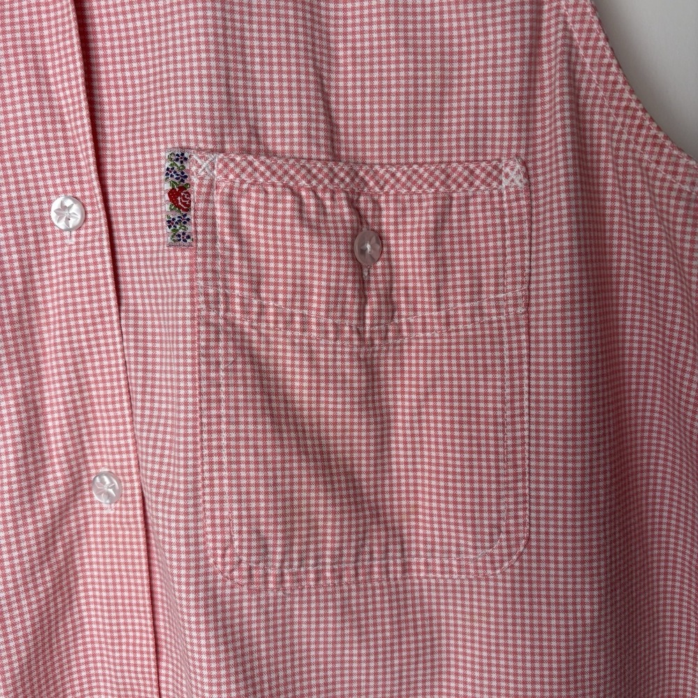 Vintage 90s Women’s Top Red Gingham Sleeveless Buttondown Cotton Sz M Butter Mom - Picture 4 of 8